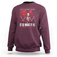 Dark Japanese Aesthetic Skeleton Meme Graphic Sweatshirt I Got a Severe Case of It Is What It Is