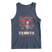 Dark Japanese Aesthetic Skeleton Meme Graphic Tank Top I Got a Severe Case of It Is What It Is