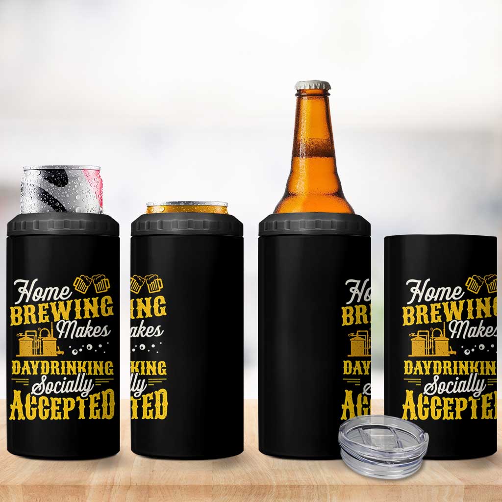 Funny Craft Crew Beer Homebrewers 4 in 1 Can Cooler Tumbler Home Brewing Makes Day Drinking Socially Accepted Brewery Fans