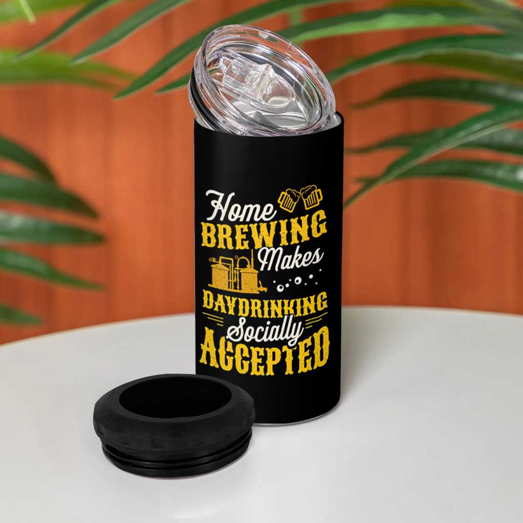Funny Craft Crew Beer Homebrewers 4 in 1 Can Cooler Tumbler Home Brewing Makes Day Drinking Socially Accepted Brewery Fans
