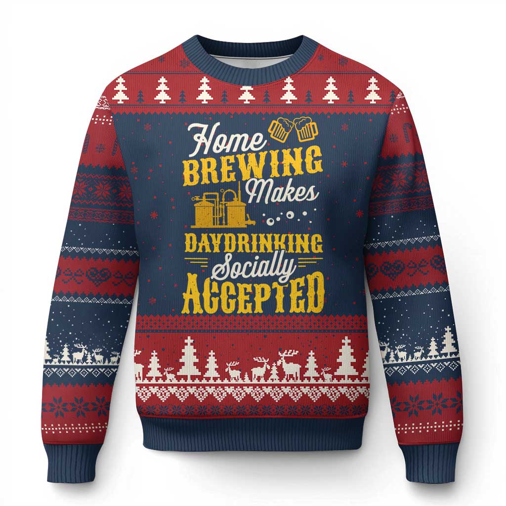Funny Craft Crew Beer Homebrewers Ugly Christmas Sweater Home Brewing Makes Day Drinking Socially Accepted Brewery Fans