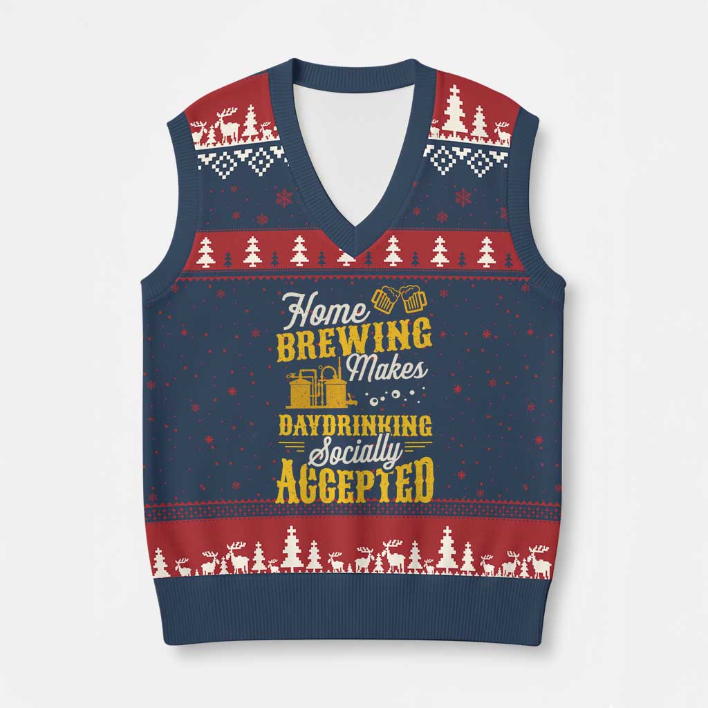 Funny Craft Crew Beer Homebrewers V-Neck Knit Sweater Vest Home Brewing Makes Day Drinking Socially Accepted Brewery Fans