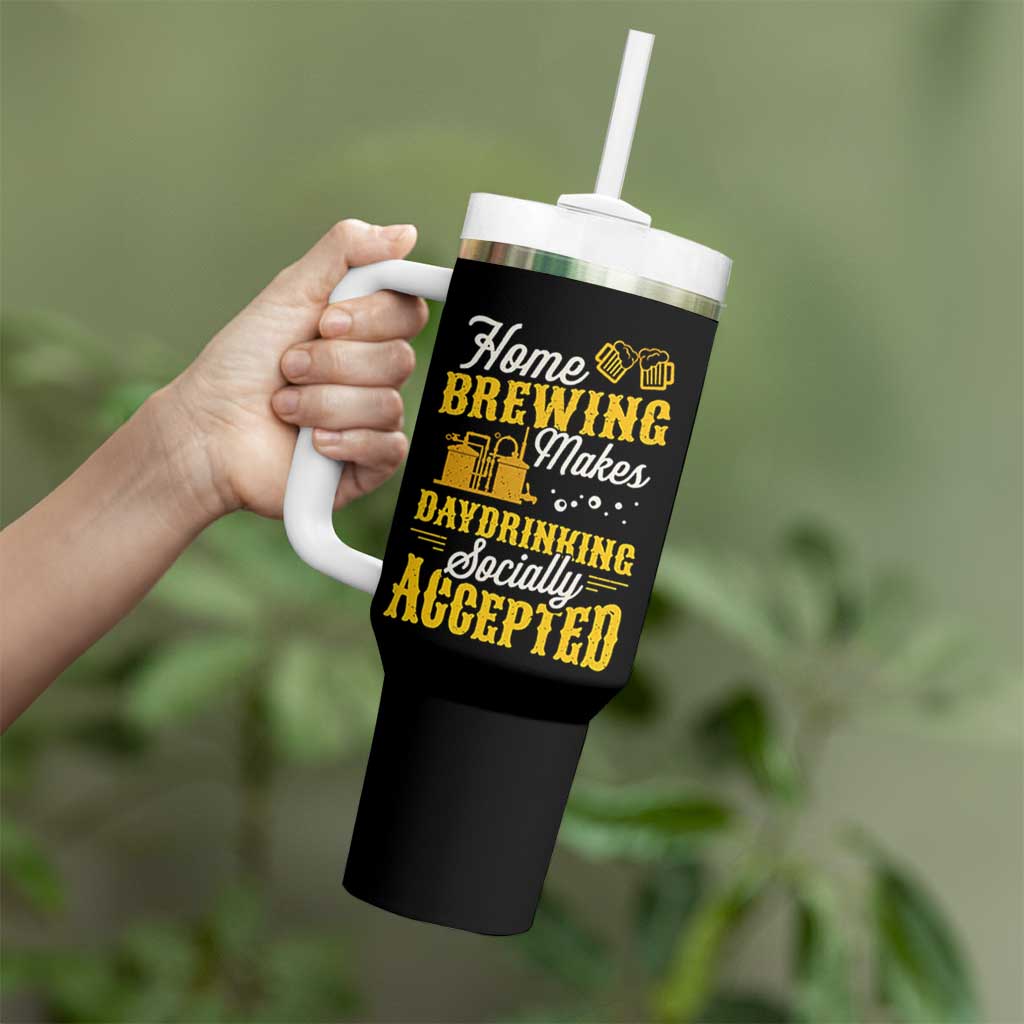 Funny Craft Crew Beer Homebrewers Tumbler With Handle Home Brewing Makes Day Drinking Socially Accepted Brewery Fans