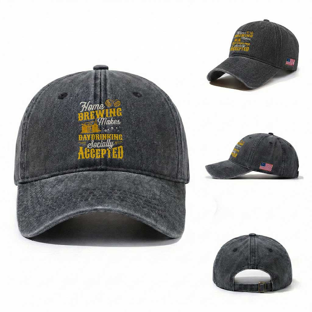 Funny Craft Crew Beer Homebrewers Washed Cotton Baseball Cap Home Brewing Makes Day Drinking Socially Accepted Brewery Fans