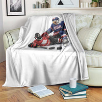 USA Eagle Vs Canada Loon Rivalry Graphic Throw Blanket Funny Sports Fan Ice Hockey Game Day Supporter