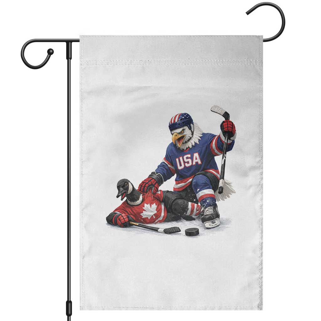 USA Eagle Vs Canada Loon Rivalry Graphic Garden Flag Funny Sports Fan Ice Hockey Game Day Supporter