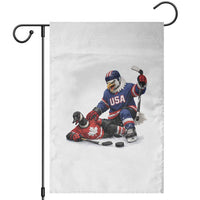 USA Eagle Vs Canada Loon Rivalry Graphic Garden Flag Funny Sports Fan Ice Hockey Game Day Supporter