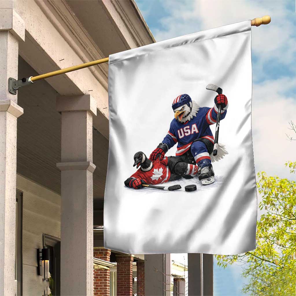 USA Eagle Vs Canada Loon Rivalry Graphic Garden Flag Funny Sports Fan Ice Hockey Game Day Supporter