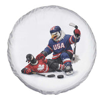 USA Eagle Vs Canada Loon Rivalry Graphic Spare Tire Cover Funny Sports Fan Ice Hockey Game Day Supporter