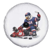 USA Eagle Vs Canada Loon Rivalry Graphic Spare Tire Cover Funny Sports Fan Ice Hockey Game Day Supporter