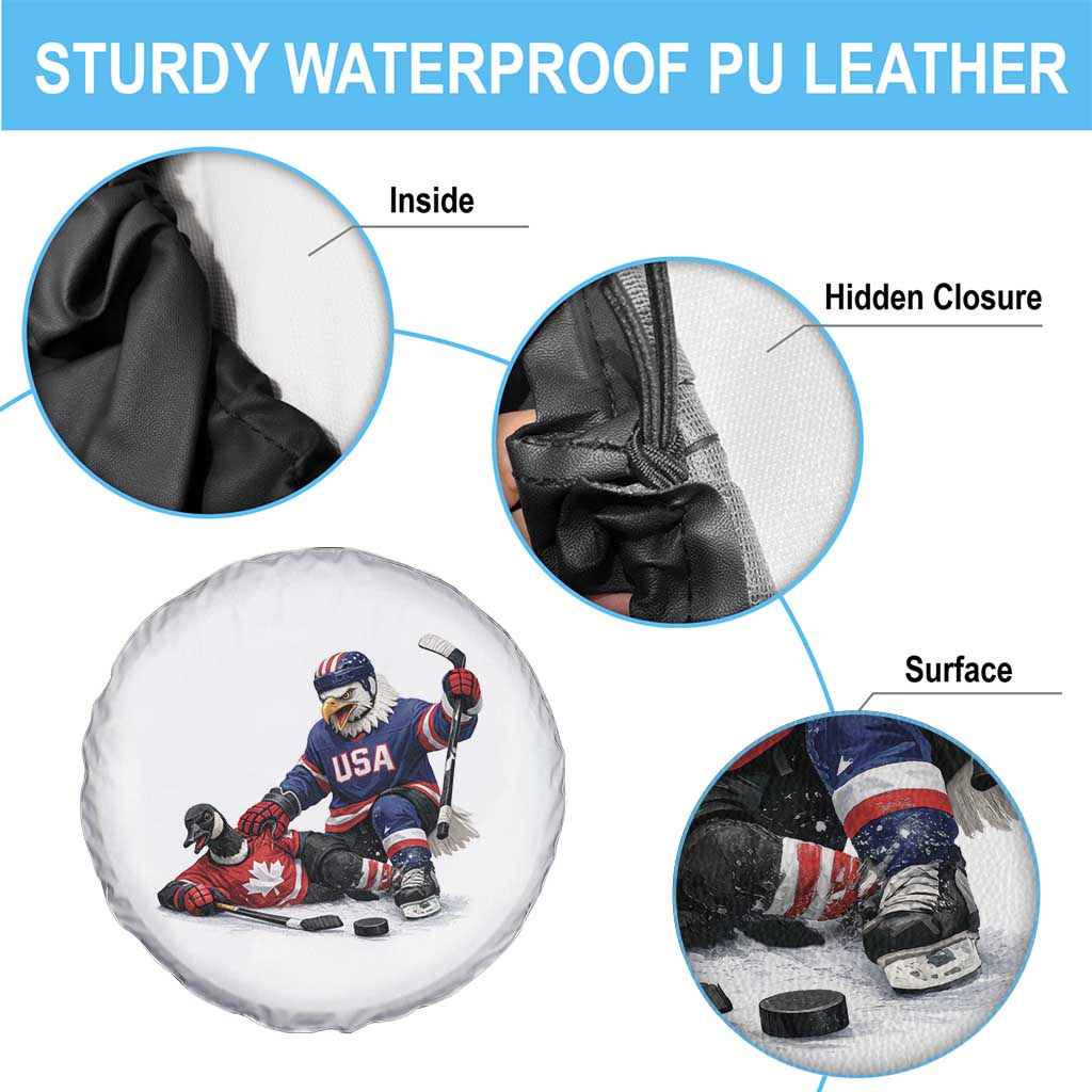 USA Eagle Vs Canada Loon Rivalry Graphic Spare Tire Cover Funny Sports Fan Ice Hockey Game Day Supporter