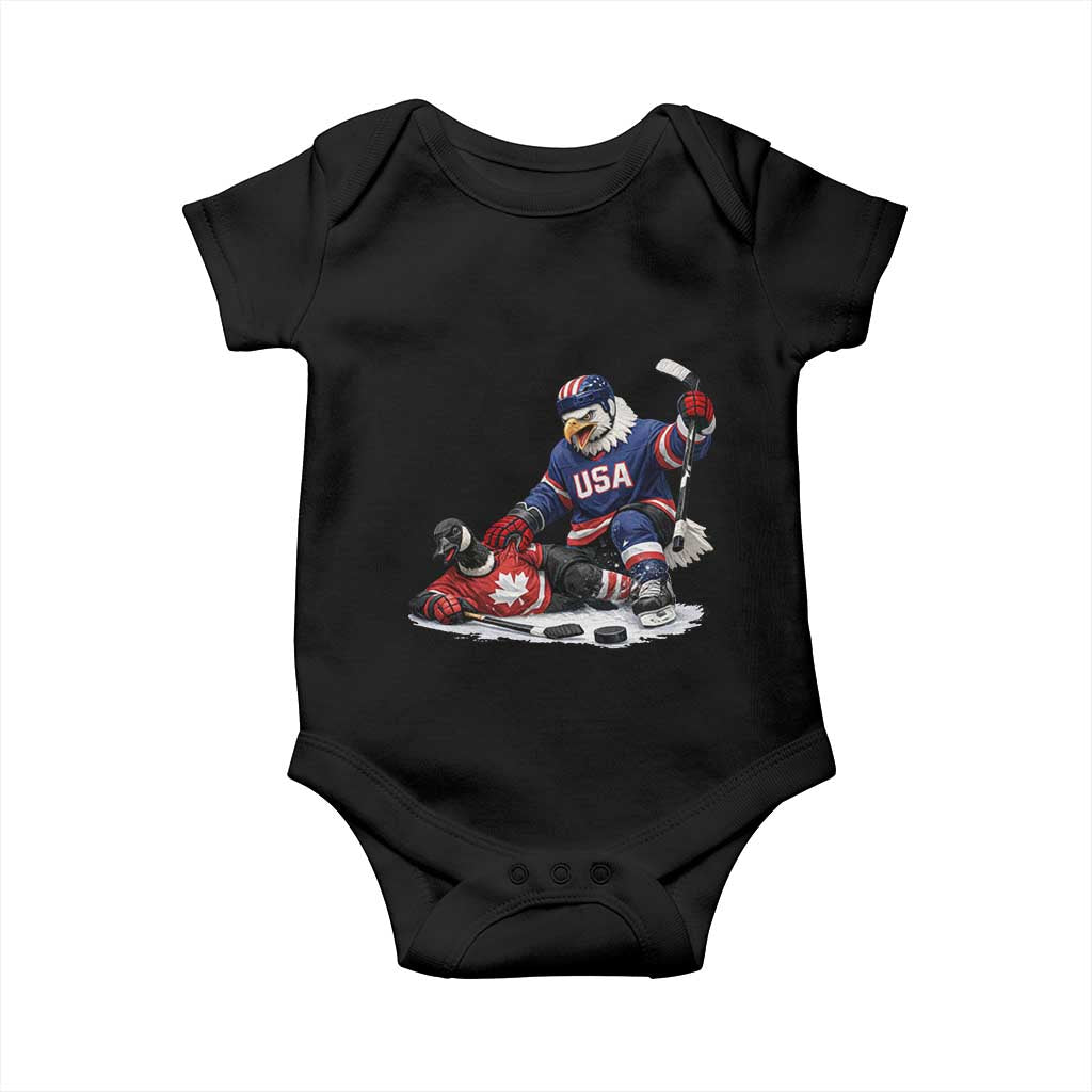 USA Eagle Vs Canada Loon Rivalry Graphic Baby Onesie Funny Sports Fan Ice Hockey Game Day Supporter