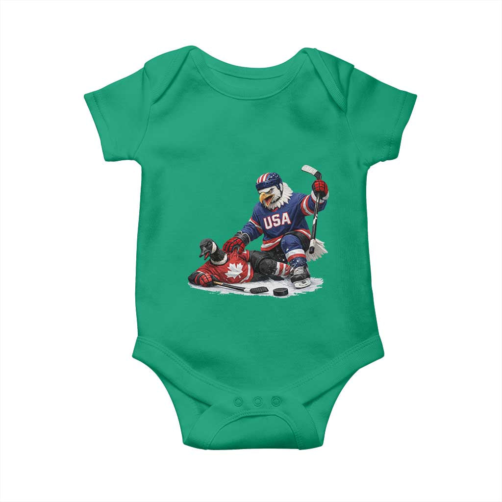 USA Eagle Vs Canada Loon Rivalry Graphic Baby Onesie Funny Sports Fan Ice Hockey Game Day Supporter
