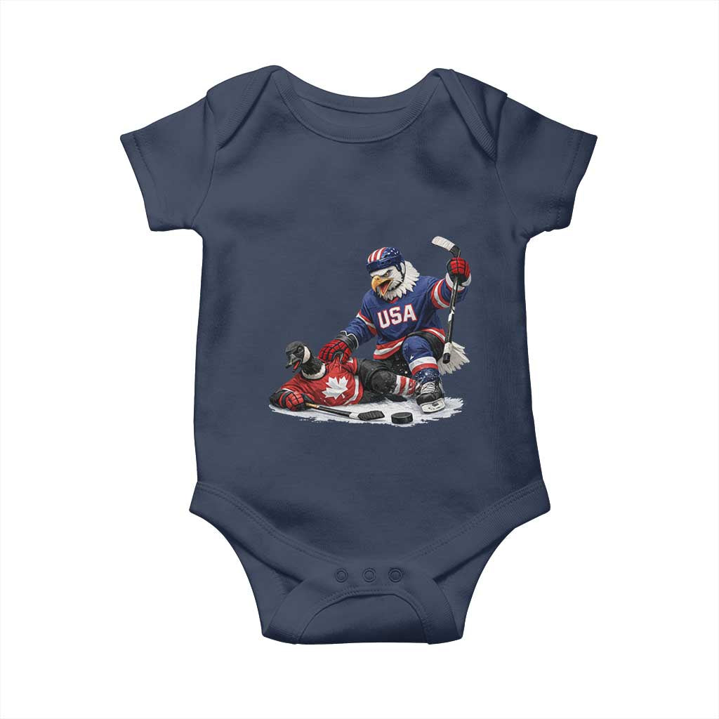 USA Eagle Vs Canada Loon Rivalry Graphic Baby Onesie Funny Sports Fan Ice Hockey Game Day Supporter