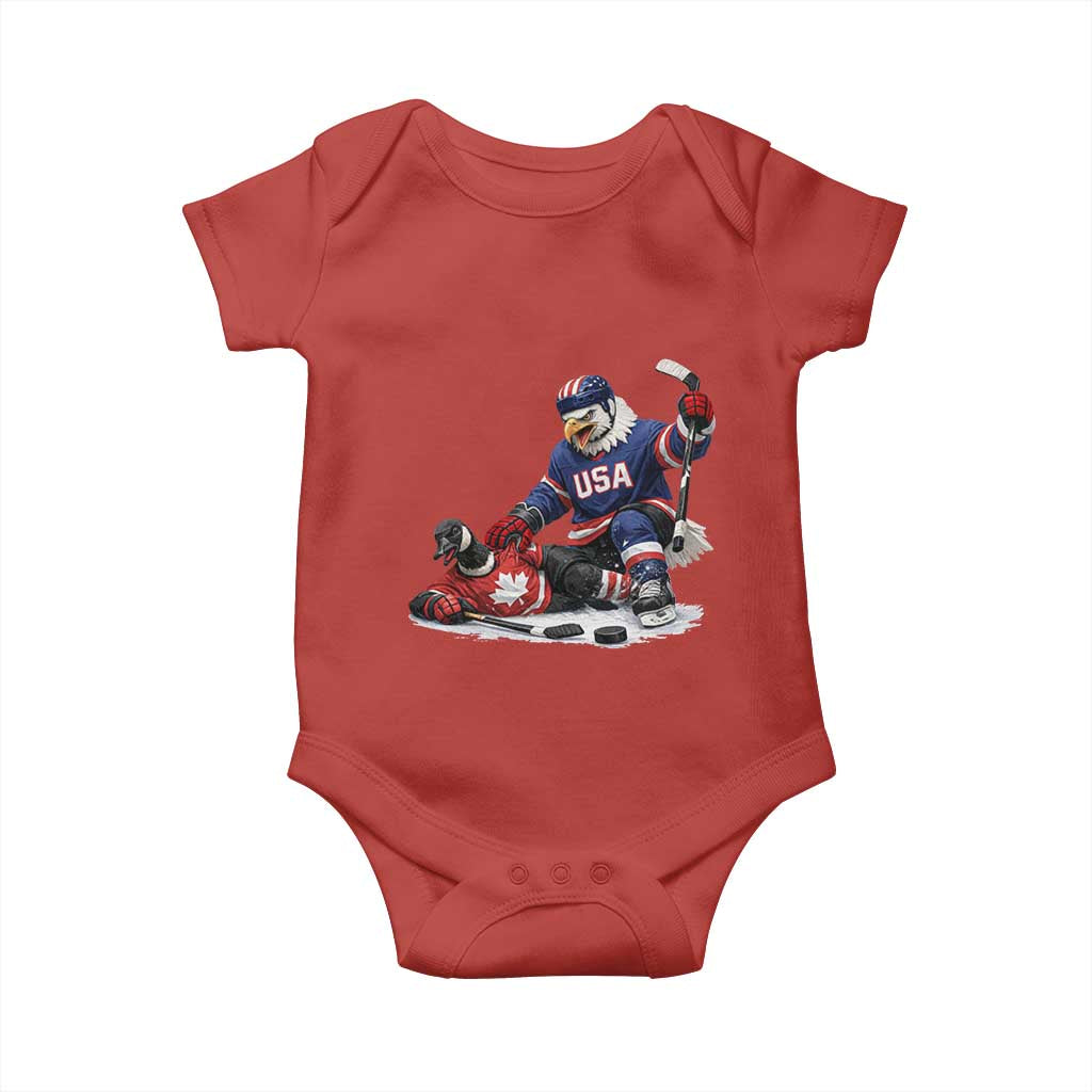 USA Eagle Vs Canada Loon Rivalry Graphic Baby Onesie Funny Sports Fan Ice Hockey Game Day Supporter