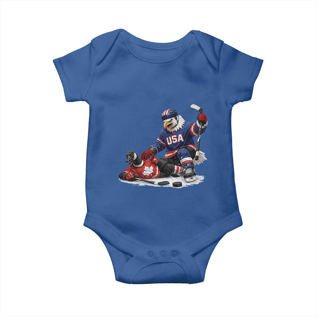USA Eagle Vs Canada Loon Rivalry Graphic Baby Onesie Funny Sports Fan Ice Hockey Game Day Supporter
