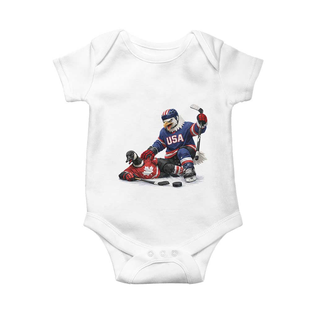 USA Eagle Vs Canada Loon Rivalry Graphic Baby Onesie Funny Sports Fan Ice Hockey Game Day Supporter