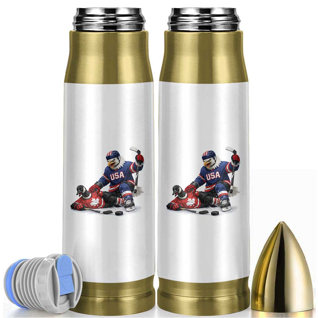 USA Eagle Vs Canada Loon Rivalry Graphic Bullet Tumbler Funny Sports Fan Ice Hockey Game Day Supporter