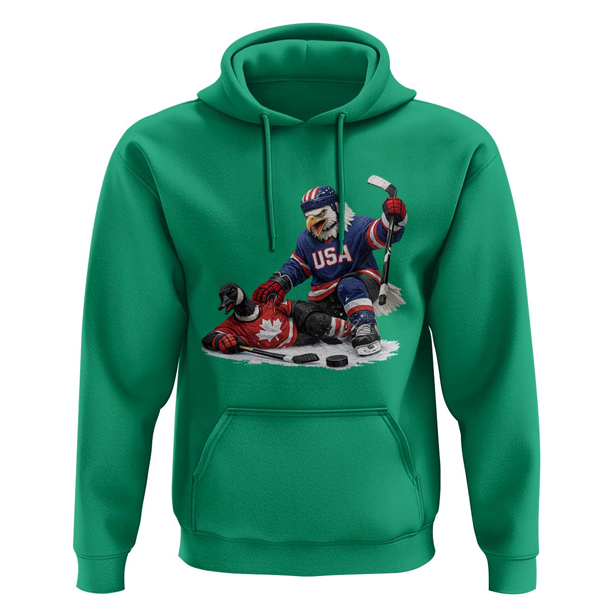 USA Eagle Vs Canada Loon Rivalry Graphic Hoodie Funny Sports Fan Ice Hockey Game Day Supporter