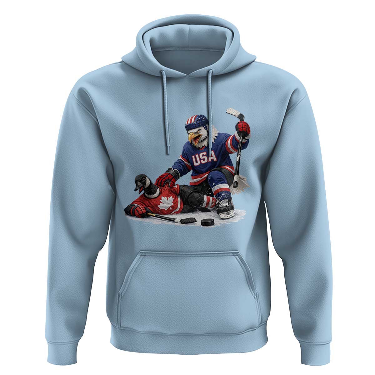 USA Eagle Vs Canada Loon Rivalry Graphic Hoodie Funny Sports Fan Ice Hockey Game Day Supporter