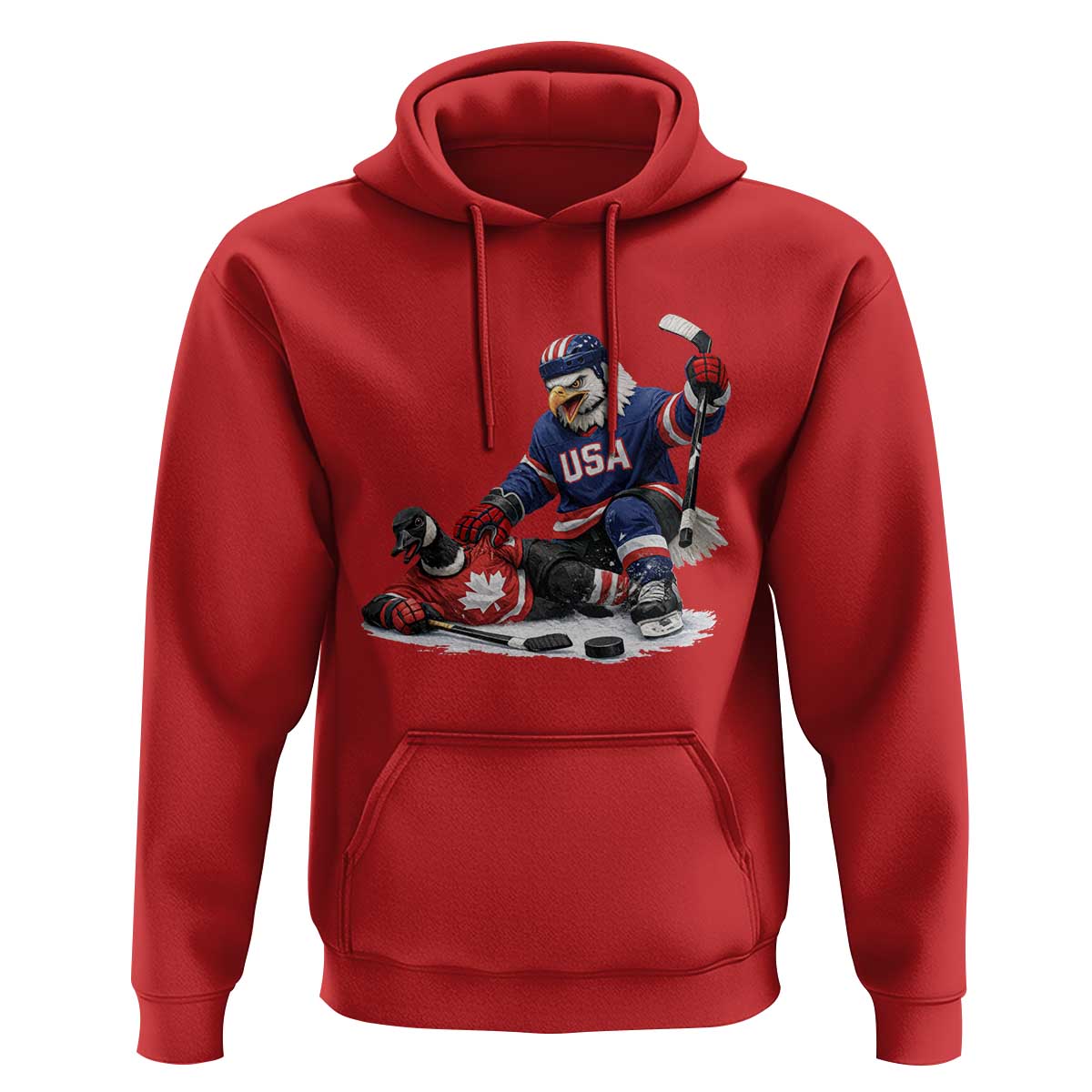 USA Eagle Vs Canada Loon Rivalry Graphic Hoodie Funny Sports Fan Ice Hockey Game Day Supporter