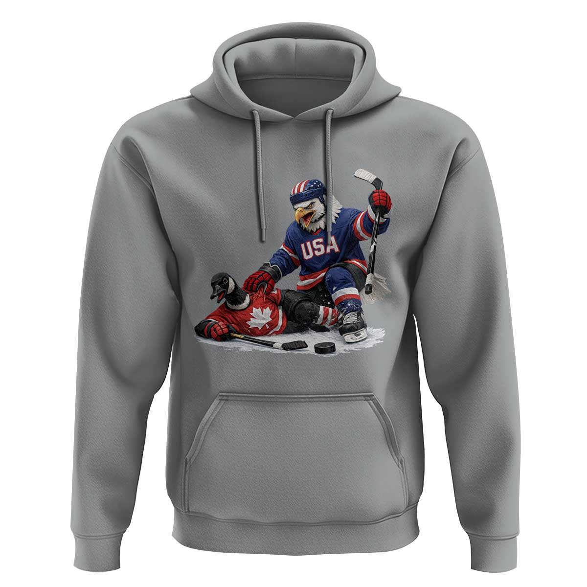 USA Eagle Vs Canada Loon Rivalry Graphic Hoodie Funny Sports Fan Ice Hockey Game Day Supporter