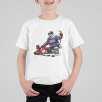 USA Eagle Vs Canada Loon Rivalry Graphic T Shirt For Kid Funny Sports Fan Ice Hockey Game Day Supporter