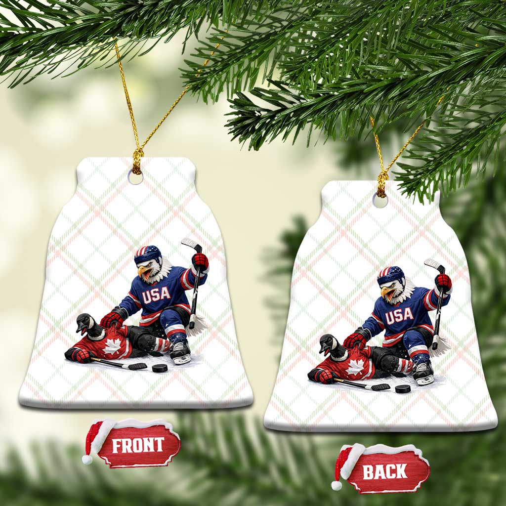 USA Eagle Vs Canada Loon Rivalry Graphic Ceramic Ornament Funny Sports Fan Ice Hockey Game Day Supporter