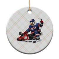 USA Eagle Vs Canada Loon Rivalry Graphic Ceramic Ornament Funny Sports Fan Ice Hockey Game Day Supporter