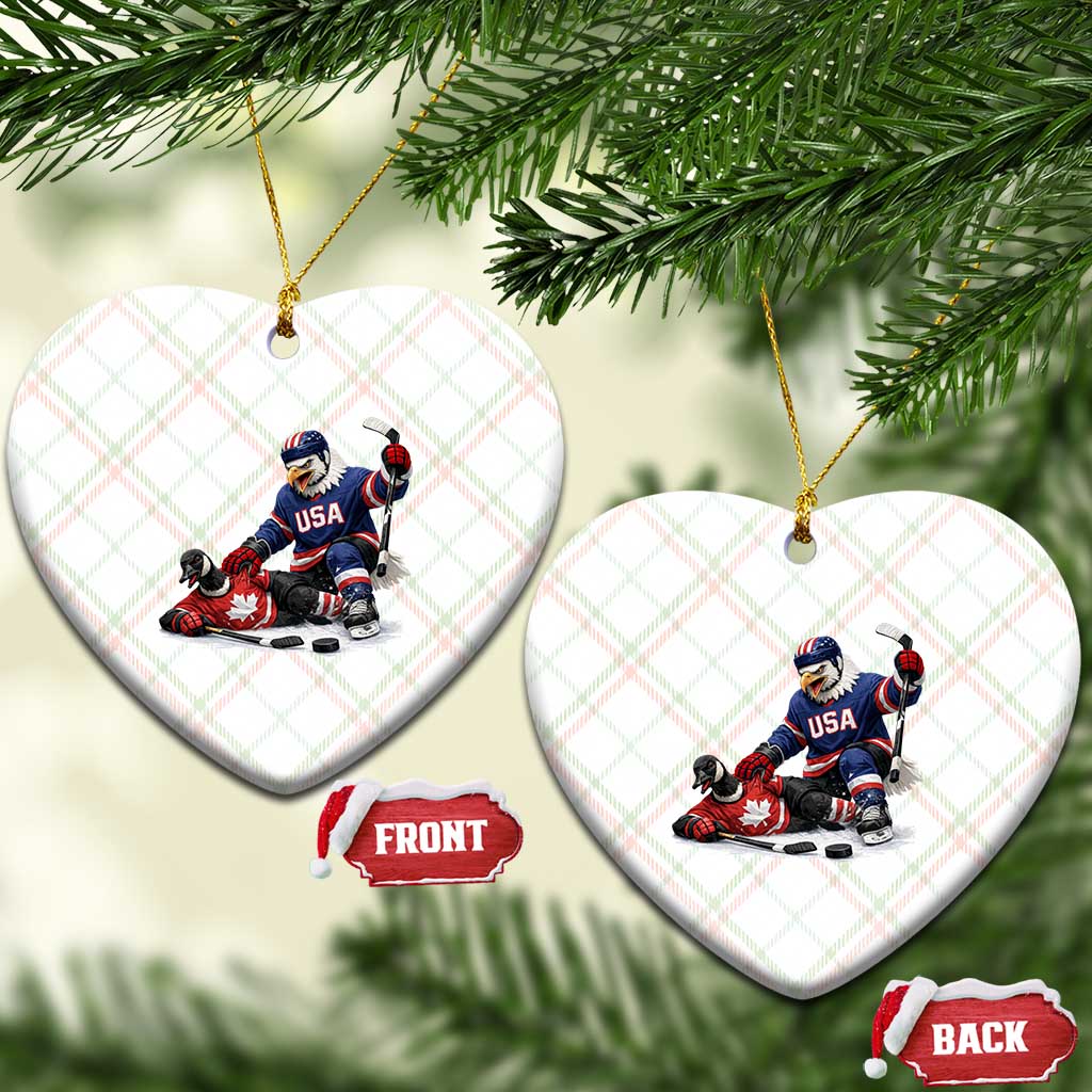 USA Eagle Vs Canada Loon Rivalry Graphic Ceramic Ornament Funny Sports Fan Ice Hockey Game Day Supporter
