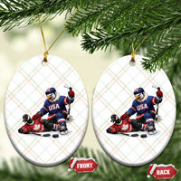 USA Eagle Vs Canada Loon Rivalry Graphic Ceramic Ornament Funny Sports Fan Ice Hockey Game Day Supporter