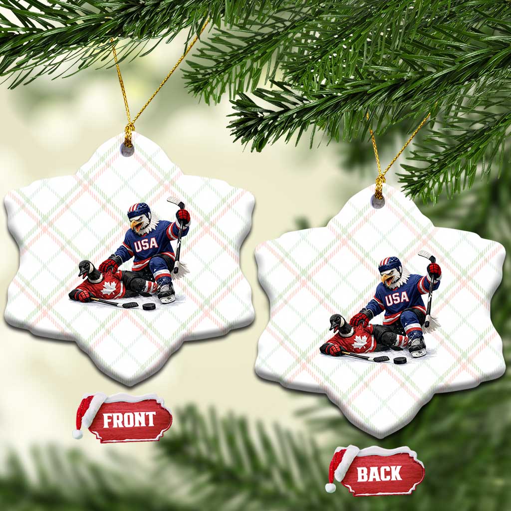 USA Eagle Vs Canada Loon Rivalry Graphic Ceramic Ornament Funny Sports Fan Ice Hockey Game Day Supporter
