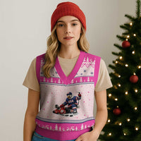 USA Eagle Vs Canada Loon Rivalry Graphic V-Neck Knit Sweater Vest Funny Sports Fan Ice Hockey Game Day Supporter