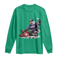 USA Eagle Vs Canada Loon Rivalry Graphic Long Sleeve Shirt Funny Sports Fan Ice Hockey Game Day Supporter
