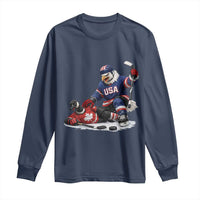 USA Eagle Vs Canada Loon Rivalry Graphic Long Sleeve Shirt Funny Sports Fan Ice Hockey Game Day Supporter