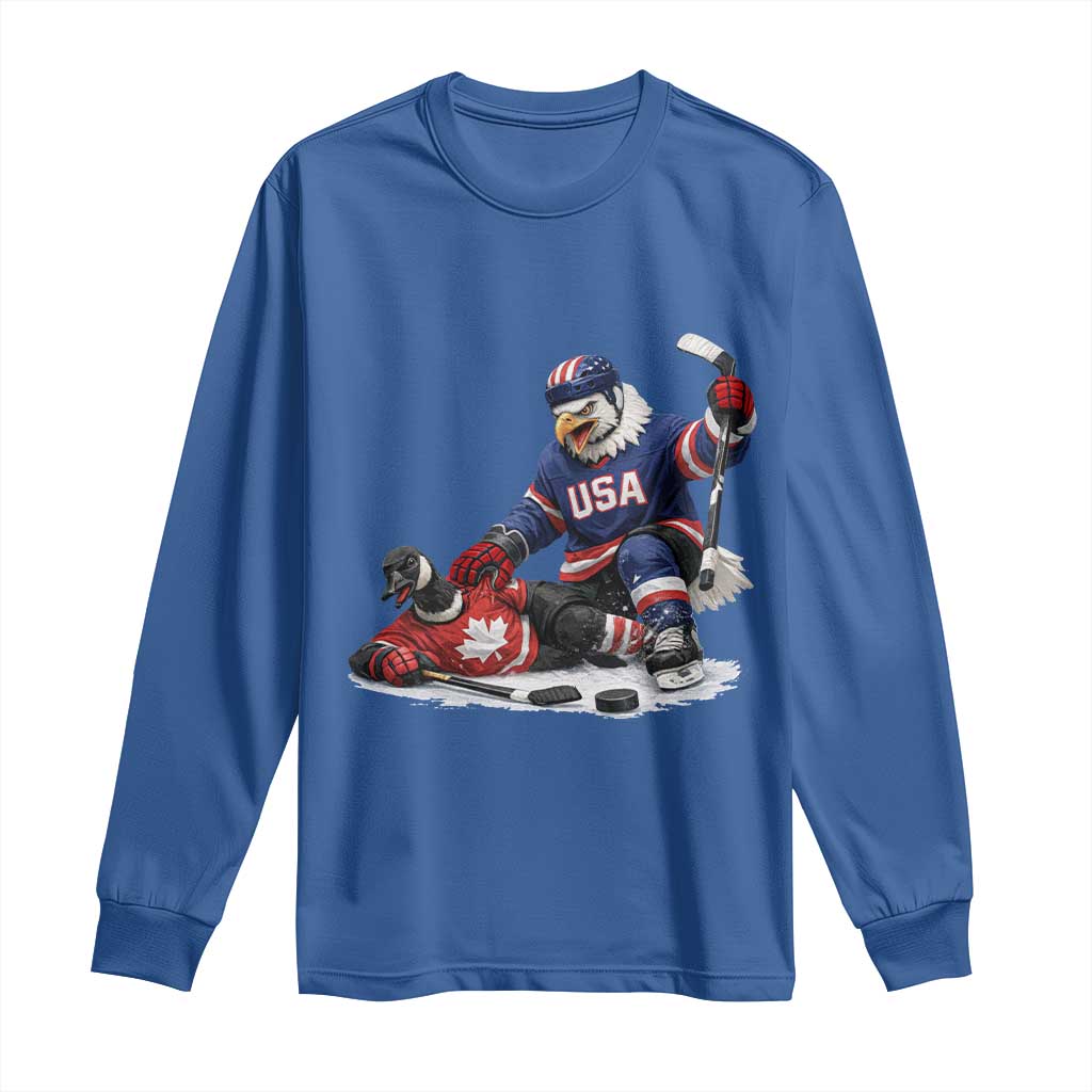 USA Eagle Vs Canada Loon Rivalry Graphic Long Sleeve Shirt Funny Sports Fan Ice Hockey Game Day Supporter