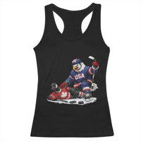USA Eagle Vs Canada Loon Rivalry Graphic Racerback Tank Top Funny Sports Fan Ice Hockey Game Day Supporter