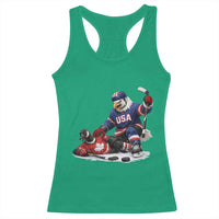 USA Eagle Vs Canada Loon Rivalry Graphic Racerback Tank Top Funny Sports Fan Ice Hockey Game Day Supporter