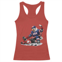 USA Eagle Vs Canada Loon Rivalry Graphic Racerback Tank Top Funny Sports Fan Ice Hockey Game Day Supporter