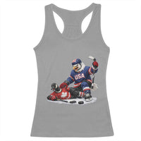 USA Eagle Vs Canada Loon Rivalry Graphic Racerback Tank Top Funny Sports Fan Ice Hockey Game Day Supporter