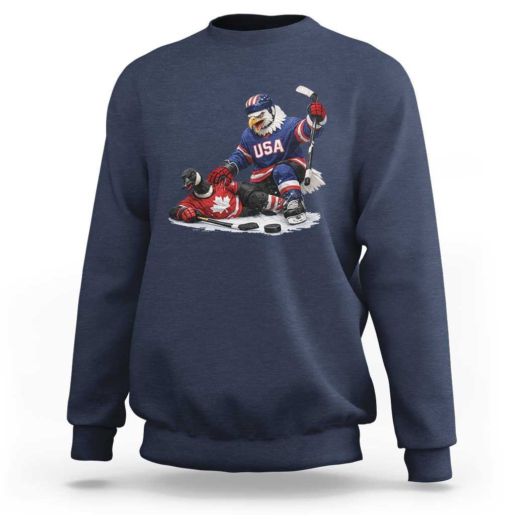 USA Eagle Vs Canada Loon Rivalry Graphic Sweatshirt Funny Sports Fan Ice Hockey Game Day Supporter