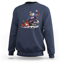 USA Eagle Vs Canada Loon Rivalry Graphic Sweatshirt Funny Sports Fan Ice Hockey Game Day Supporter