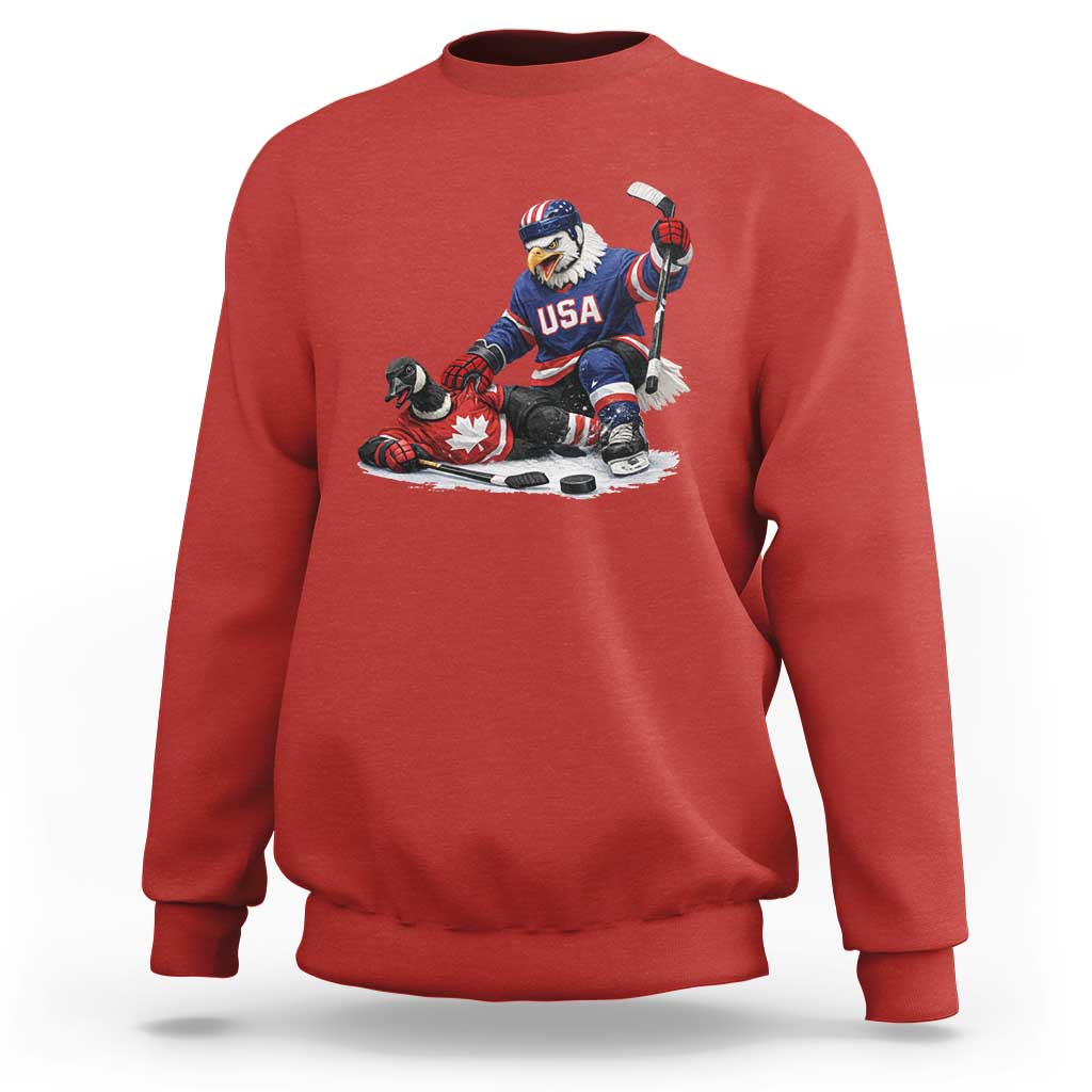 USA Eagle Vs Canada Loon Rivalry Graphic Sweatshirt Funny Sports Fan Ice Hockey Game Day Supporter
