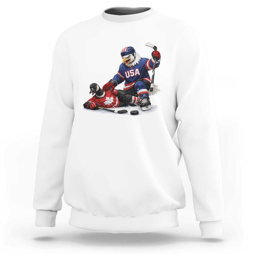 USA Eagle Vs Canada Loon Rivalry Graphic Sweatshirt Funny Sports Fan Ice Hockey Game Day Supporter