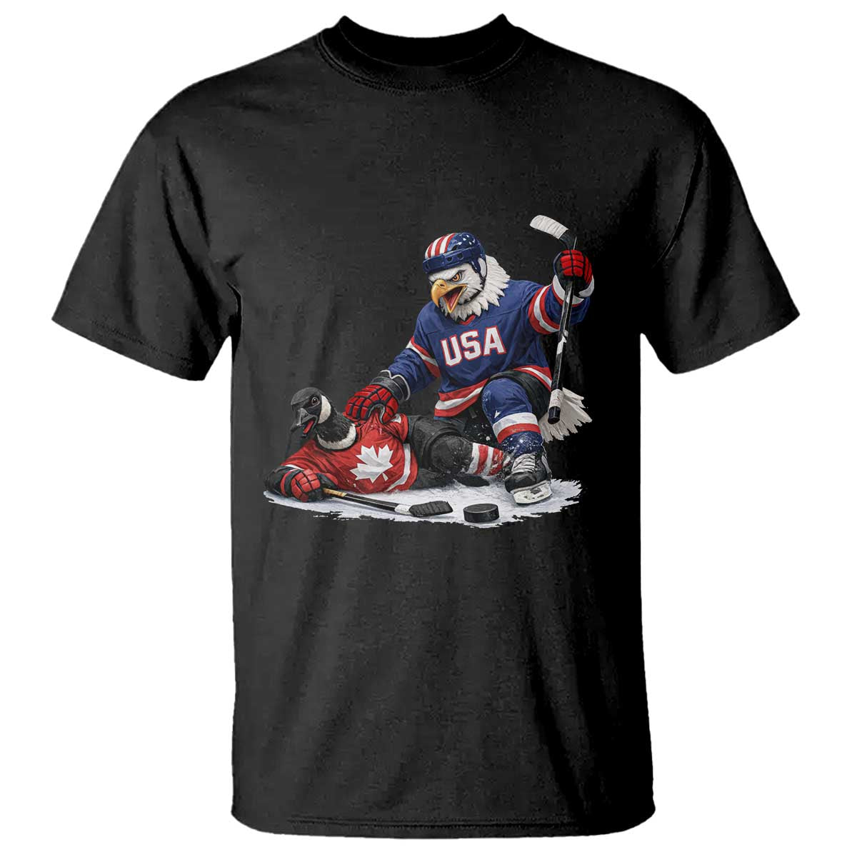 USA Eagle Vs Canada Loon Rivalry Graphic T Shirt Funny Sports Fan Ice Hockey Game Day Supporter