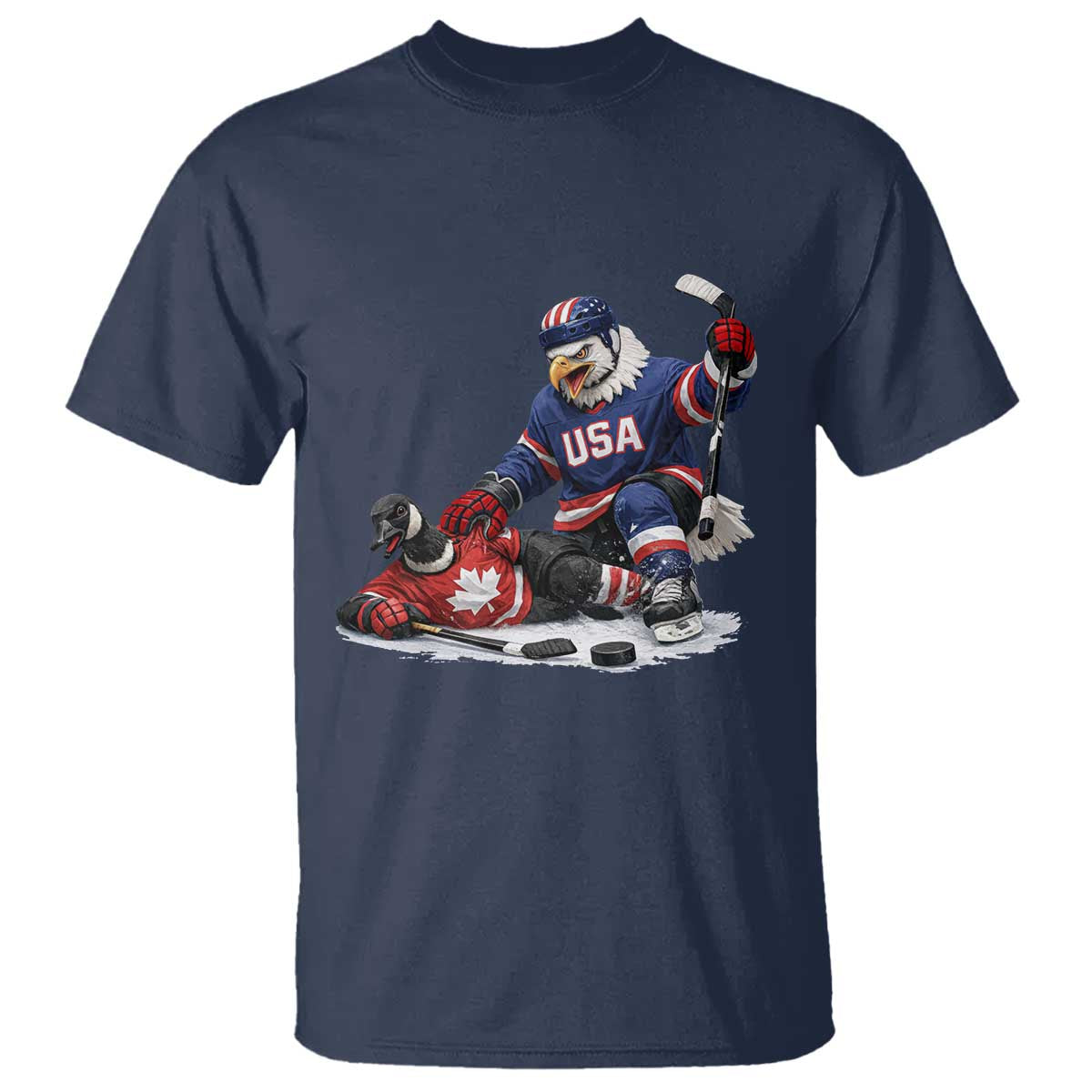 USA Eagle Vs Canada Loon Rivalry Graphic T Shirt Funny Sports Fan Ice Hockey Game Day Supporter