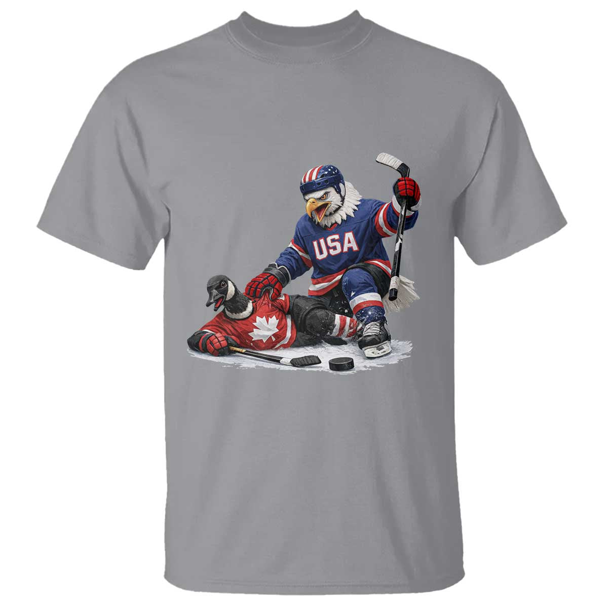 USA Eagle Vs Canada Loon Rivalry Graphic T Shirt Funny Sports Fan Ice Hockey Game Day Supporter