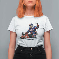 USA Eagle Vs Canada Loon Rivalry Graphic T Shirt For Women Funny Sports Fan Ice Hockey Game Day Supporter