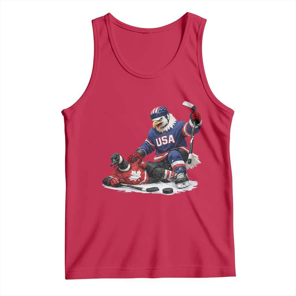 USA Eagle Vs Canada Loon Rivalry Graphic Tank Top Funny Sports Fan Ice Hockey Game Day Supporter