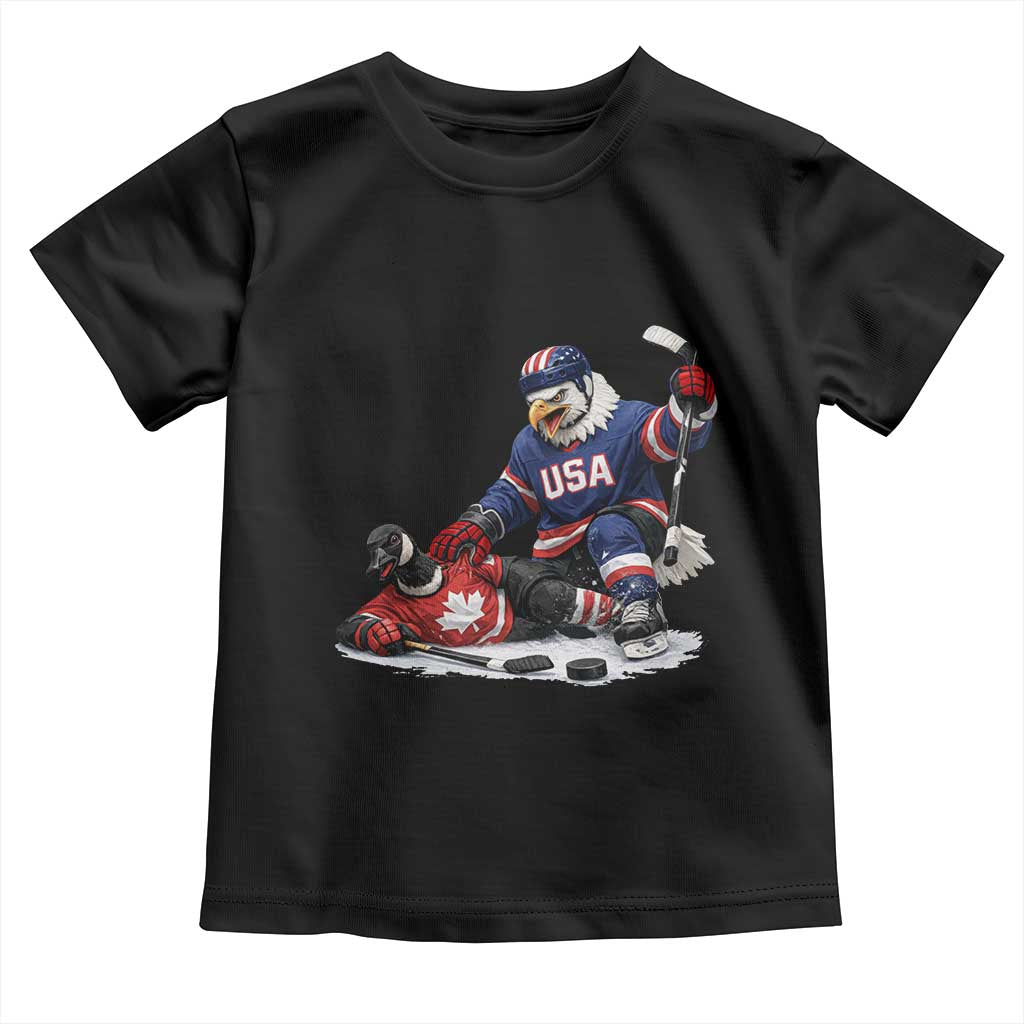 USA Eagle Vs Canada Loon Rivalry Graphic Toddler T Shirt Funny Sports Fan Ice Hockey Game Day Supporter